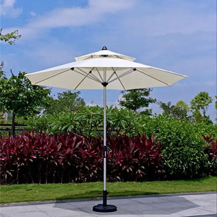 Double top Aluminum hand cranking Garden umbrella
