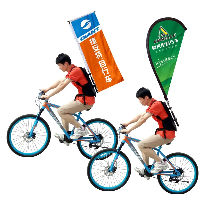 Custom LOGO printing Hot Selling Walking Advertising Backpack Flag for bicycle Cycling competition