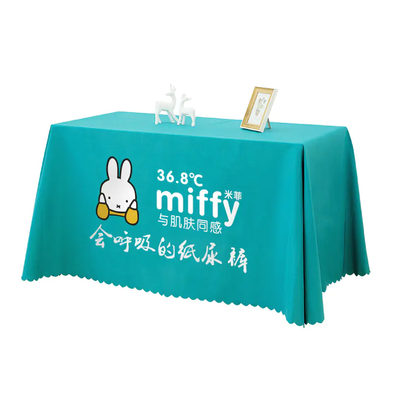 Cheap outdoor wedding party trade show custom printed promotional spandex stretch fitted table cloth