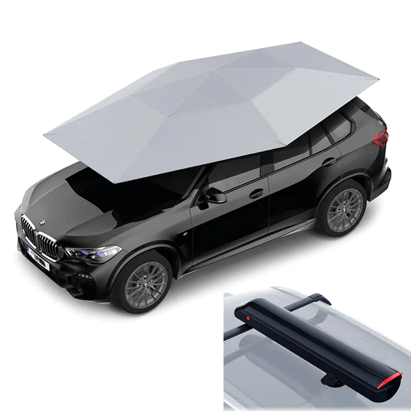 Portable Folding Outdoor Semi Automatic 3.8m Car Sunshade Roof Shade Cover Automatic Car Umbrellas With Remote Control