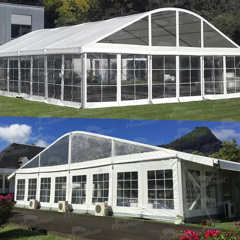 FEAMONT Popular Aluminum Frame Outdoor clear pvc marriage wedding banquet marquee tent with glass wall